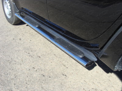 Пороги труба овальная с накладками 120х60 мм ТСС для Mitsubishi L200 2014-2015