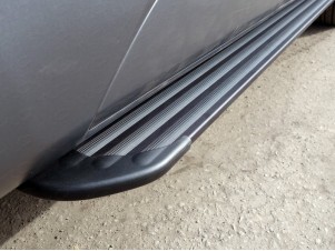 Пороги алюминиевые Slim Line Black для Kia Sorento Prime № KIASOR15-24B