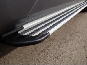 Пороги алюминиевые Slim Line Silver для Kia Sorento Prime № KIASOR15-25S